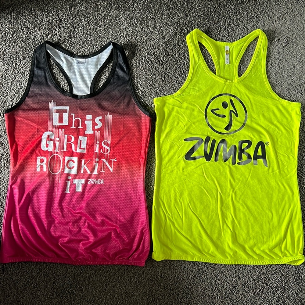 Yellow Zumba top & This Girl is Rockin it Black/Pink Zumba top size XS